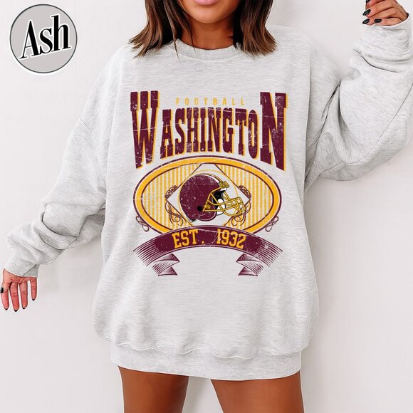 Washington Football Vintage Style Crewneck Sweatshirt 17 - Picture 1 of 5